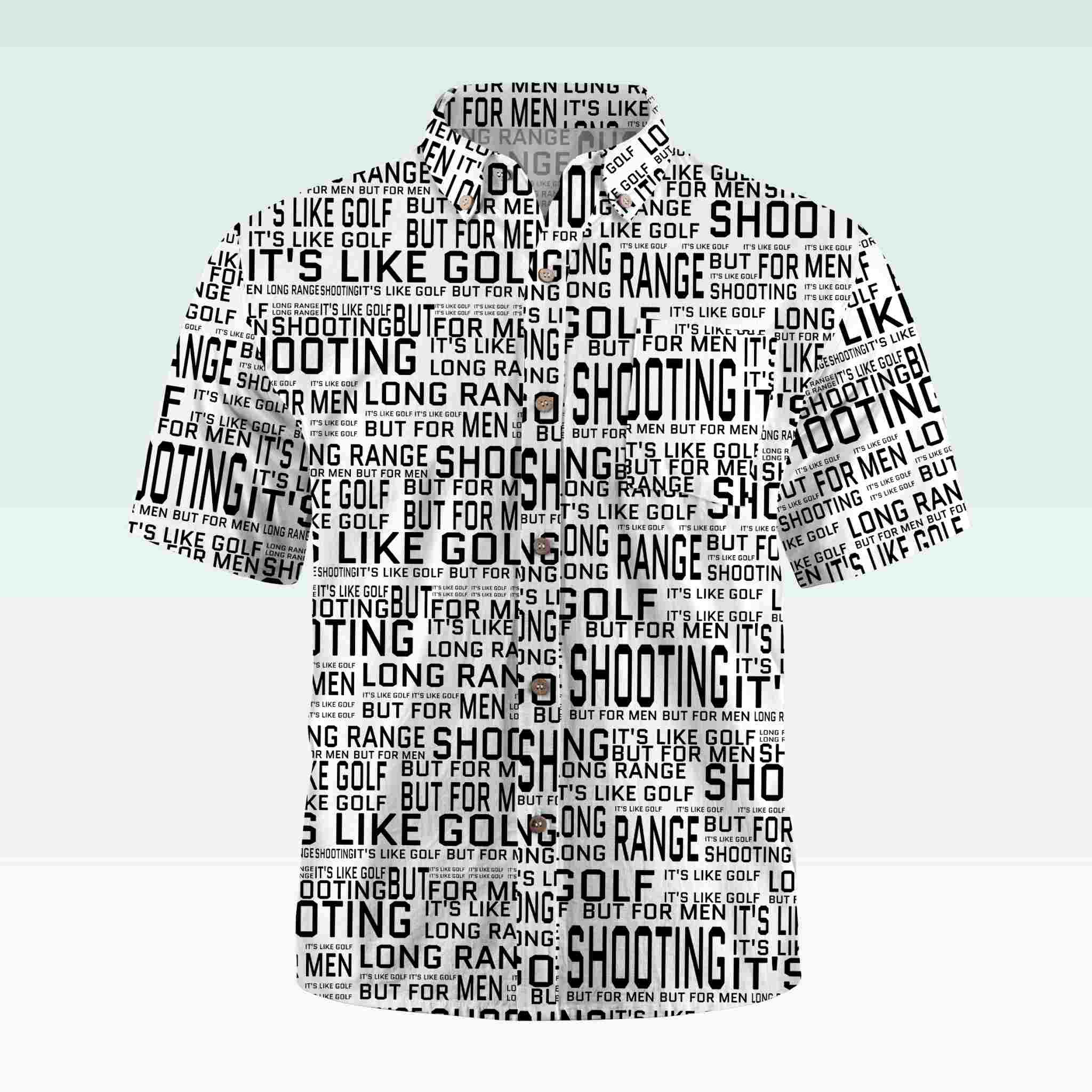 Maturelion Men's Button Pocket ShirtLong Range Shooting It's Like Golf But For Men Hawaiian Shirt