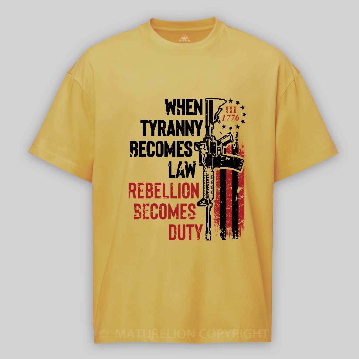 Maturelion Men's T-shirt WHEN TYRANNY BECOMES LAW, REBELLION BECOMES DUTY Cotton T-shirt