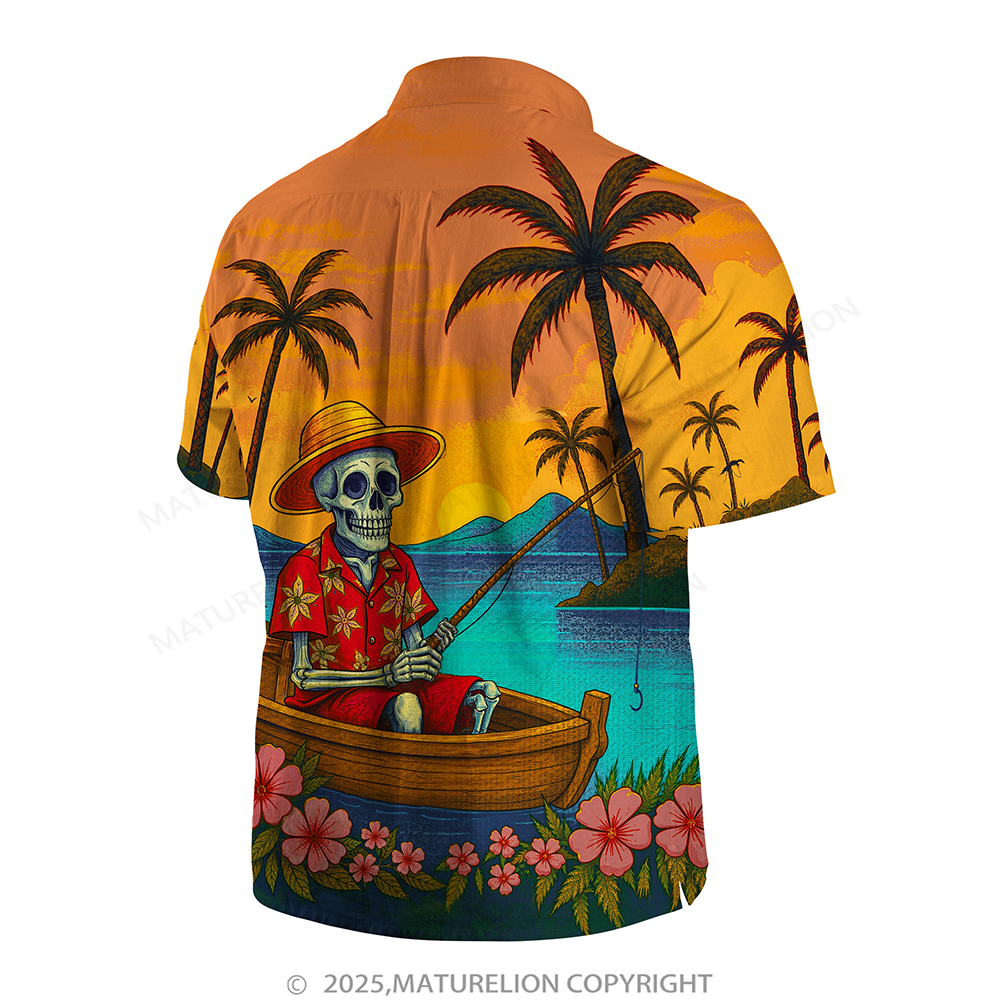 Maturelion Christmas Hawaiian Shirt Red Black Plaid Santa Hawaiian Shirt