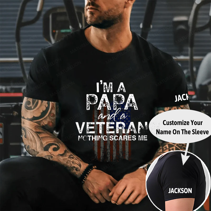 Maturelion Men's T-Shirt Gifts For Papa Veteran Cotton T-Shirt