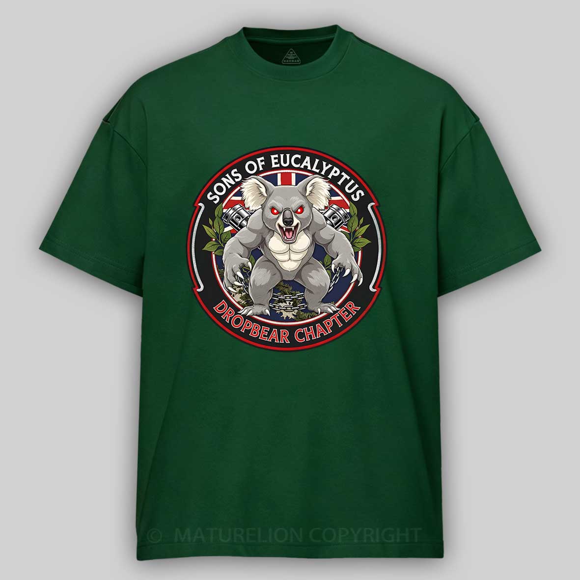 Maturelion Australia T-Shirt Dropbear Funny Graphic  Motorcycle Cotton T-Shirt