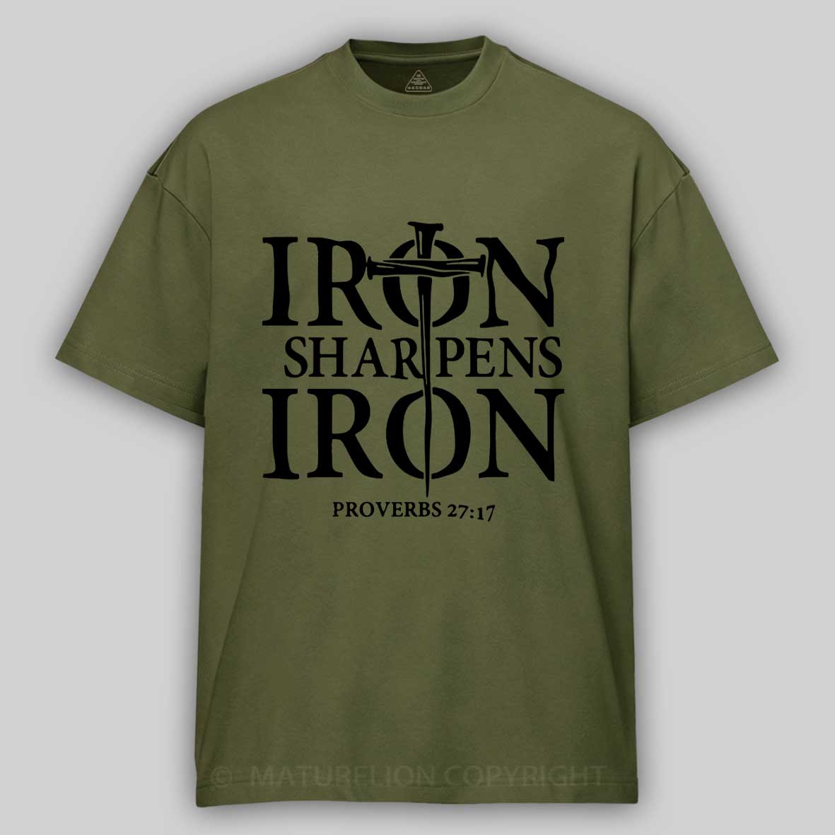 Maturelion Men's T-shirt Iron Sharpens Iron Cotton T-shirt