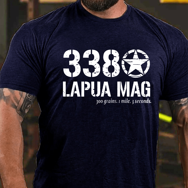 338 Lapua Mag 300 Grains 1 Mile 3 Seconds Cotton T-shirt (Free Customization)