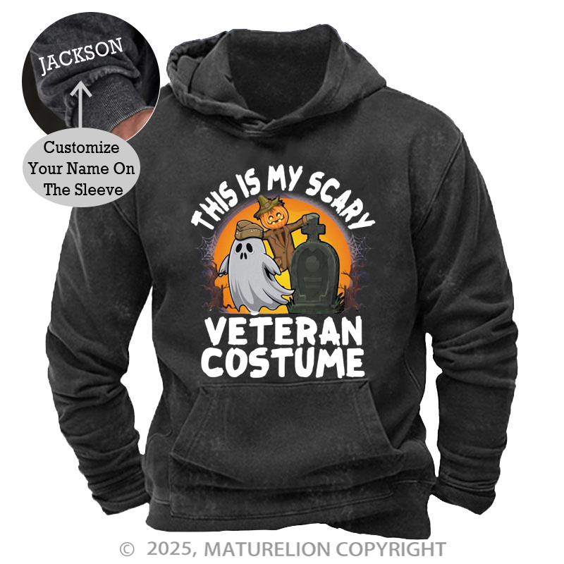 Maturelion Men's Hoodie This Is My Scary Veteran Washed Hoodie