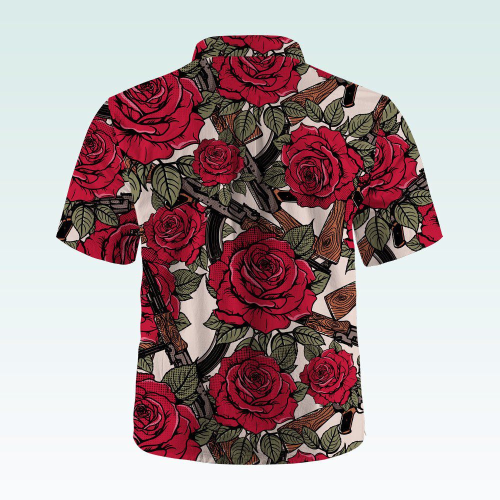 Maturelion Men's Button Pocket Shirt Harper Rose Allover Print Short Sleeve Shirt