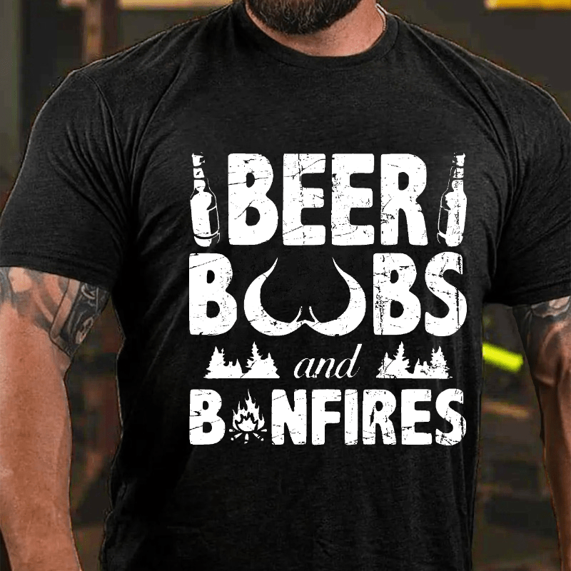 Beer Boobs And Bonfires Cotton T-shirt-Maturelion