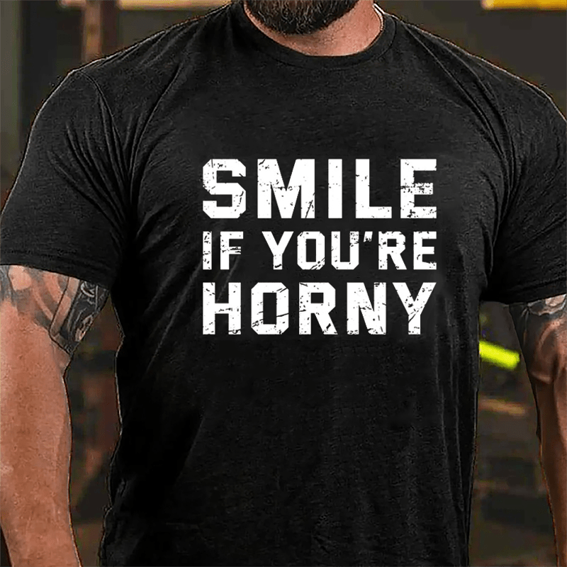 Smile If You're Horny Cotton T-shirt-Maturelion