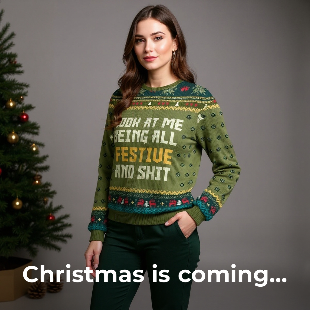 Maturelion Look At Me Being All Festive And Shit Funny Christmas Ugly Sweater