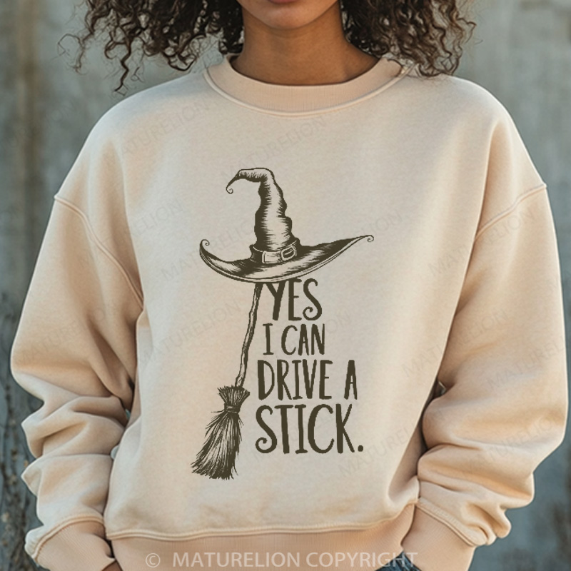 Maturelion Halloween Sweatshirt Yes I Can Drive A Stick Women Washed Sweatshirt 