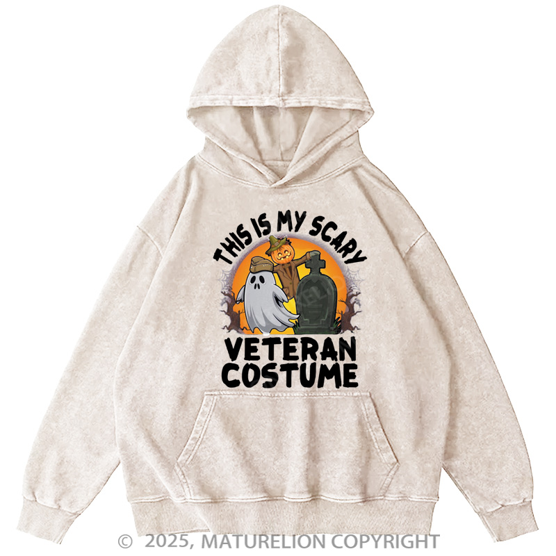 Maturelion Men's Hoodie This Is My Scary Veteran Washed Hoodie