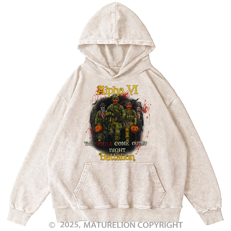 Maturelion Men's Hoodie Ghouls Come Out Washed Hoodie