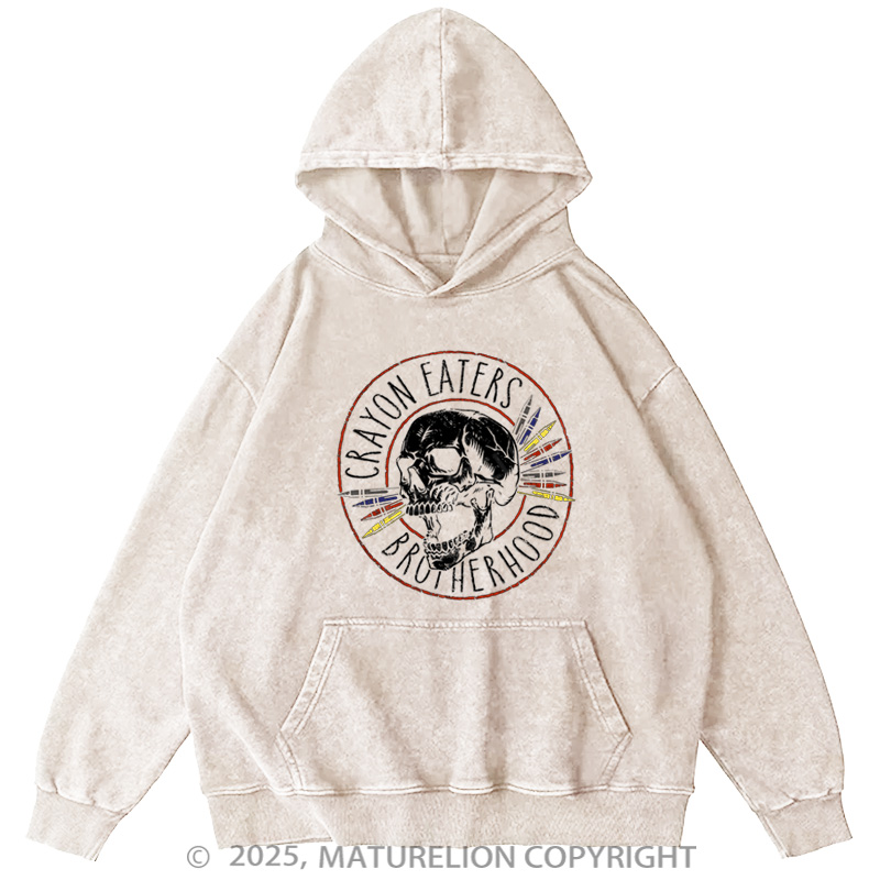 Maturelion Men's Hoodie Crayon Eaters Brotherhood Washed Hoodie