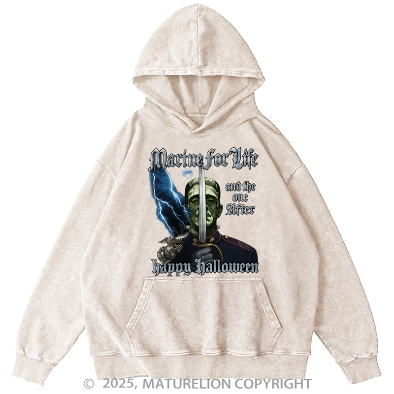 Maturelion Men's Hoodie HALLOWEEN Washed Hoodie