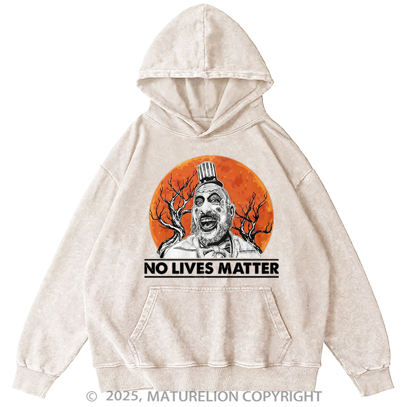 Maturelion Men's Hoodie No Lives Matter Washed Hoodie