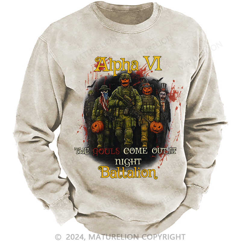 Maturelion Men's Sweatshirt Ghouls Come Out Washed Sweatshirts