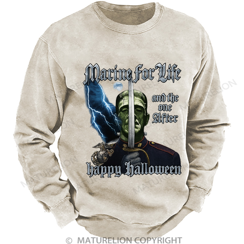 Maturelion Men's Sweatshirt HALLOWEEN Washed Sweatshirts