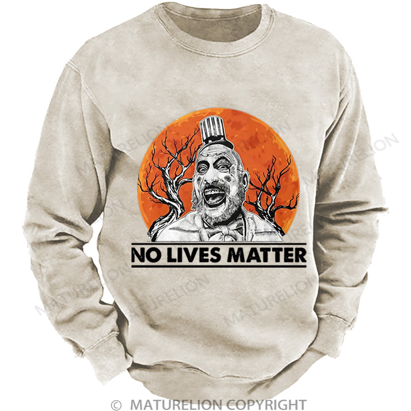 Maturelion Men's Sweatshirt No Lives Matter Washed Sweatshirts