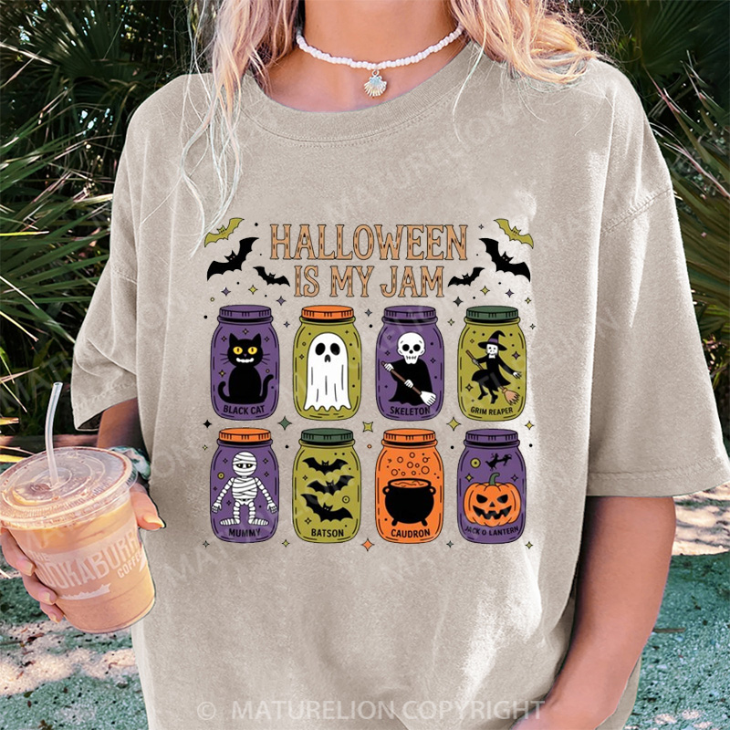 Maturelion Women's T-shirt Popular Halloween Is My Jam DTG Washed T-shirt