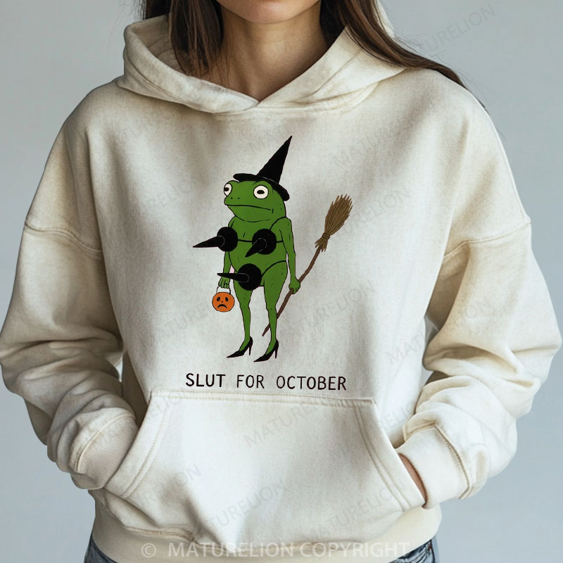 Maturelion Halloween Hoodie Slut For October Women Washed Hoodie