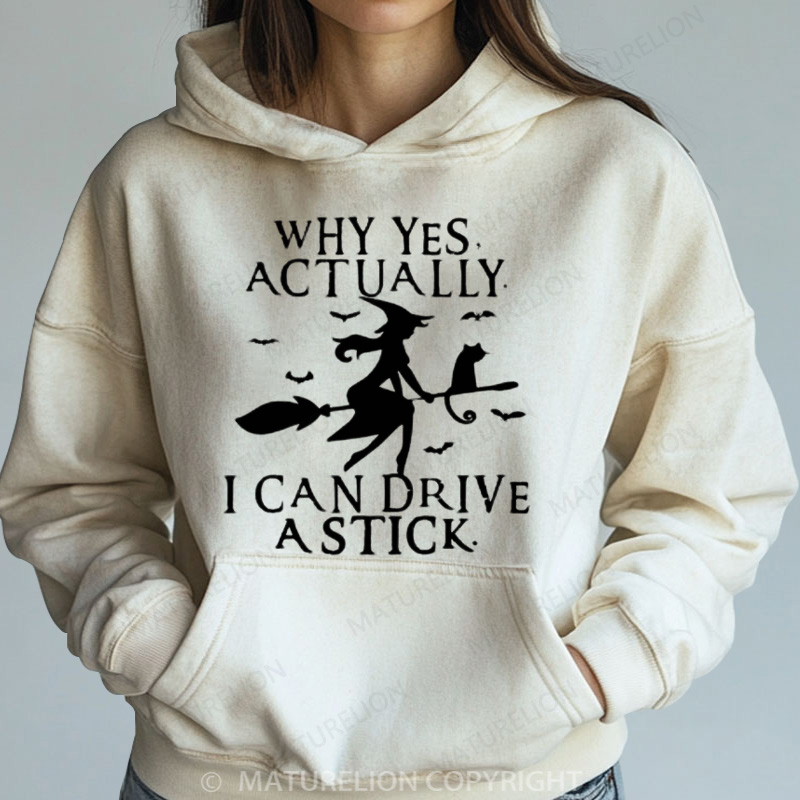 Maturelion Halloween Hoodie Witch Driving Stick Women Washed Hoodie