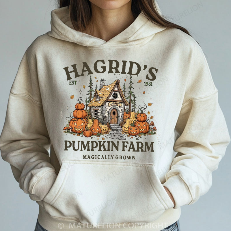 Maturelion Halloween Hoodie Hagrid’s Pumpkin Farm Women Washed Hoodie