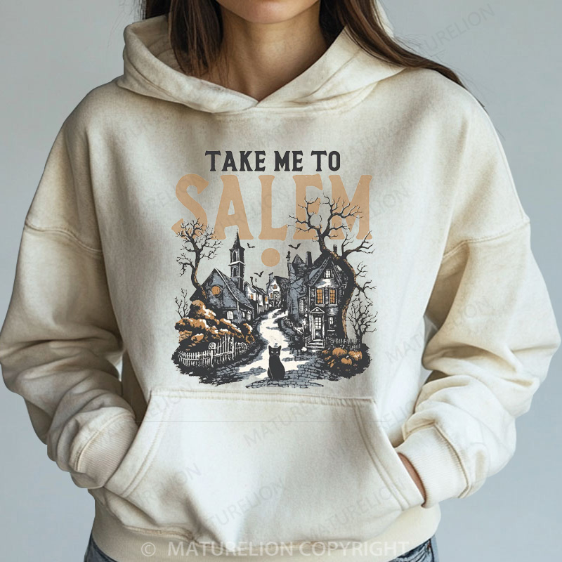 Maturelion Halloween Hoodie Take Me To Salem Women Washed Hoodie