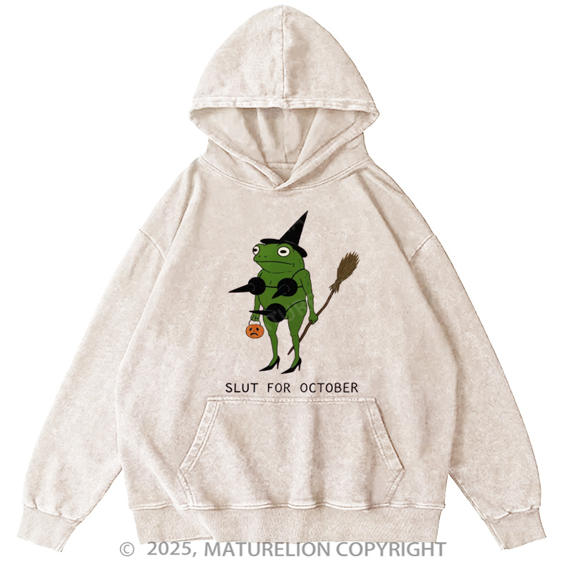 Maturelion Men's Hoodie Slut For October Washed Hoodie