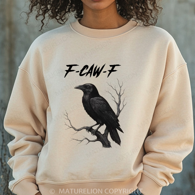 Maturelion Halloween Sweatshirt F-Caw-F Women Washed Sweatshirt 