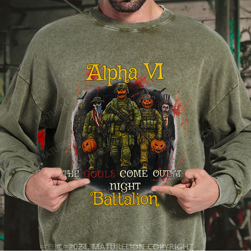 Maturelion Men's Sweatshirt Ghouls Come Out Washed Sweatshirts