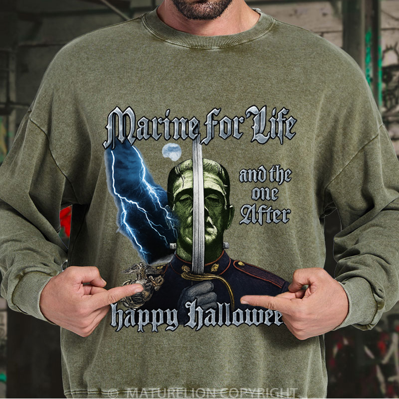 Maturelion Men's Sweatshirt HALLOWEEN Washed Sweatshirts