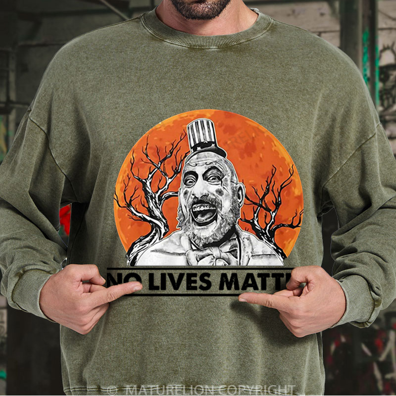 Maturelion Men's Sweatshirt No Lives Matter Washed Sweatshirts