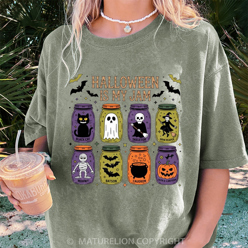 Maturelion Women's T-shirt Popular Halloween Is My Jam DTG Washed T-shirt