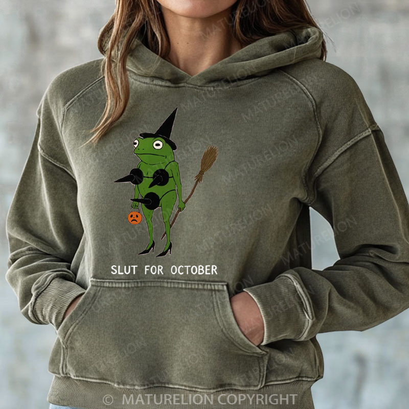 Maturelion Halloween Hoodie Slut For October Women Washed Hoodie