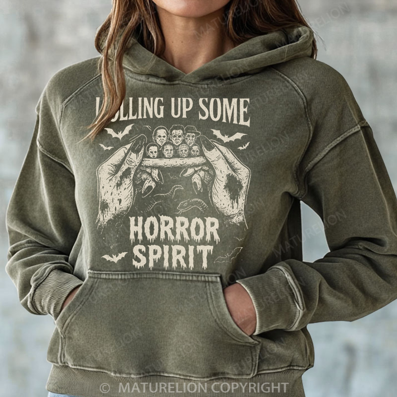 Maturelion Halloween Hoodie Rolling Up Some Horror Spirit Women Washed Hoodie