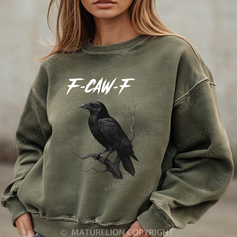 Maturelion Halloween Sweatshirt F-Caw-F Women Washed Sweatshirt 