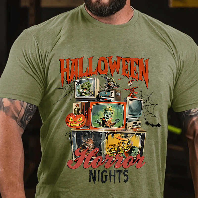 Maturelion Men's T-Shirt Halloween Horror Nights Cotton T-Shirt