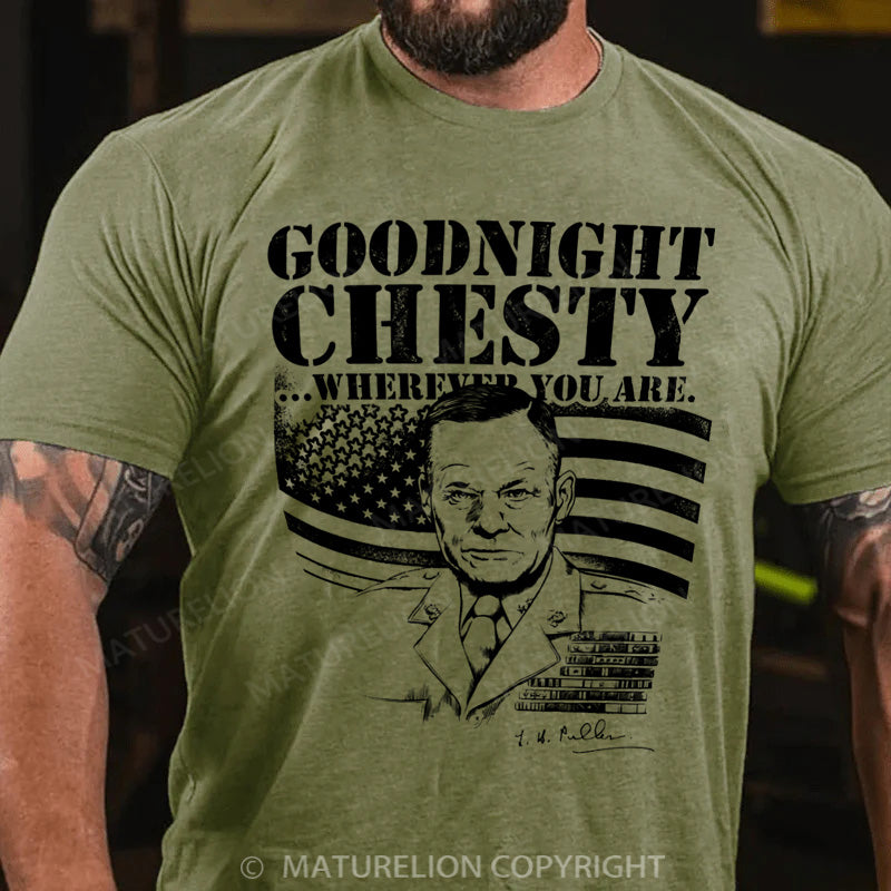 Maturelion Men's T-shirt Goodnight Chesty Cotton T-shirt