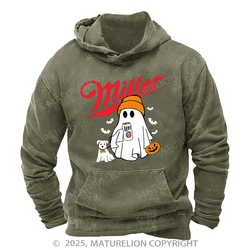 Maturelion Men's Hoodie Miller Beer MLite Washed Hoodie