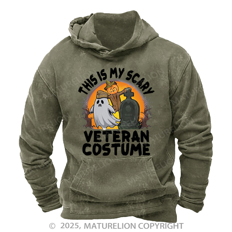 Maturelion Men's Hoodie This Is My Scary Veteran Washed Hoodie