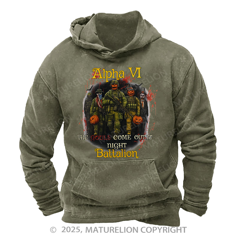 Maturelion Men's Hoodie Ghouls Come Out Washed Hoodie