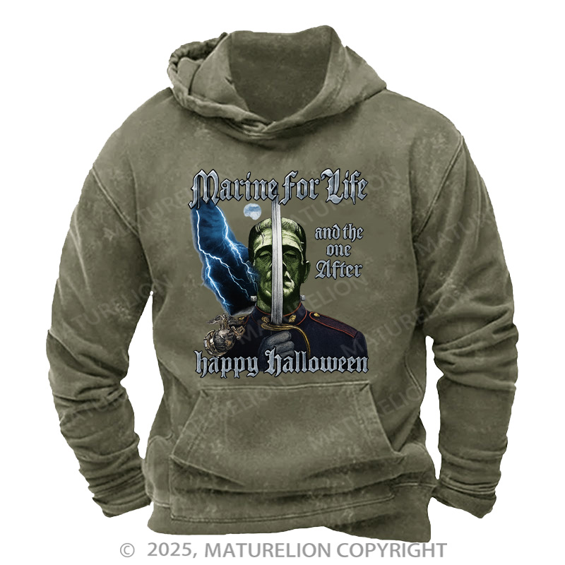Maturelion Men's Hoodie HALLOWEEN Washed Hoodie