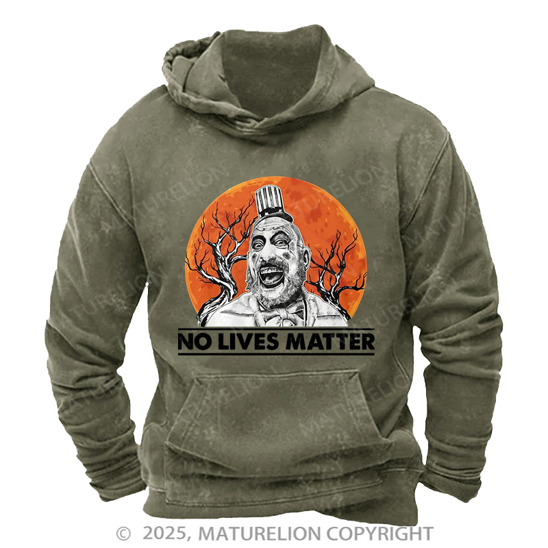 Maturelion Men's Hoodie No Lives Matter Washed Hoodie