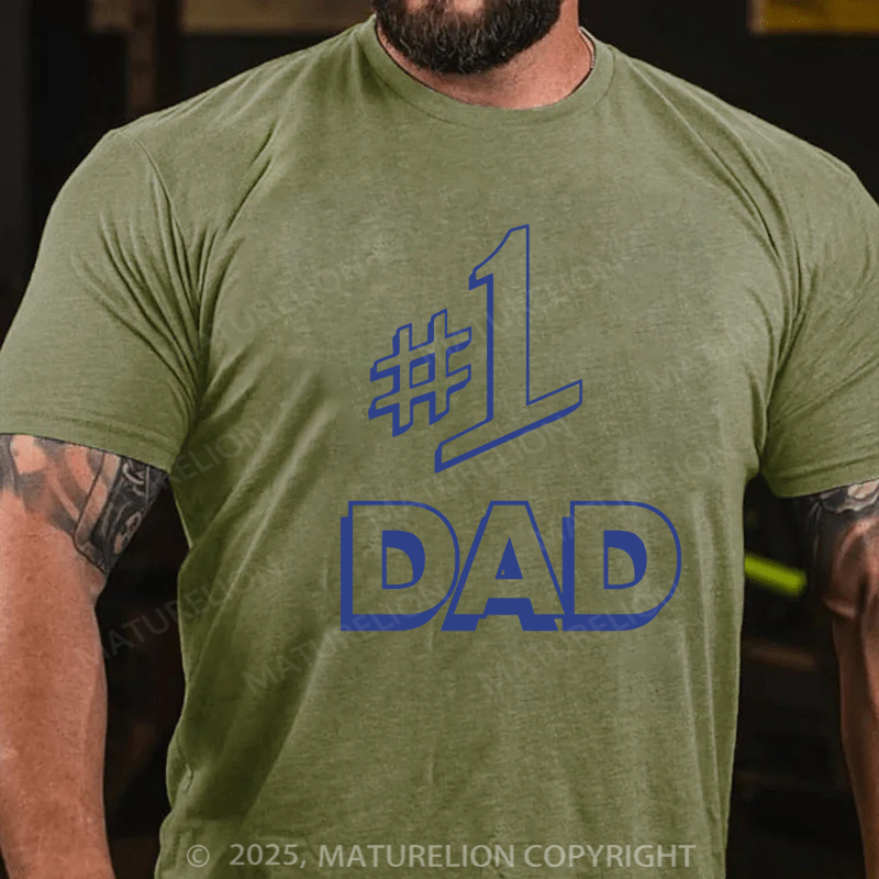 Maturelion Men's T-shirt Number 1 Dad Father's Gift T-shirt