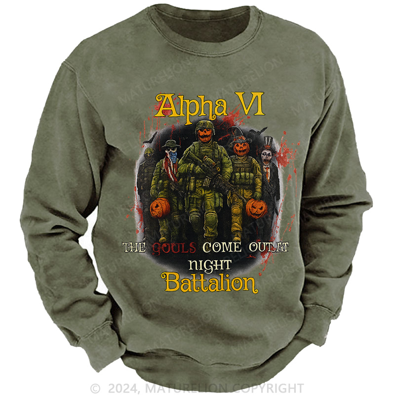 Maturelion Men's Sweatshirt Ghouls Come Out Washed Sweatshirts