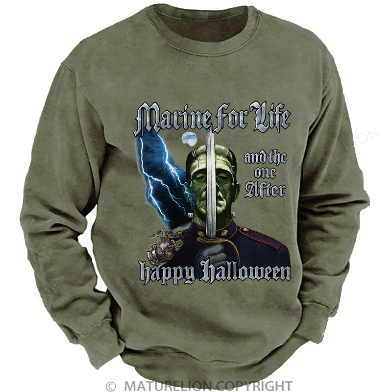 Maturelion Men's Sweatshirt HALLOWEEN Washed Sweatshirts