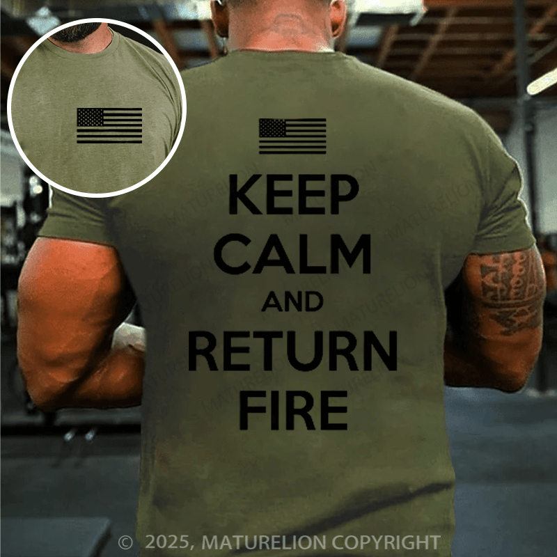 Maturelion Men's T-shirt Keep Calm and Return Fire Cotton T-shirt