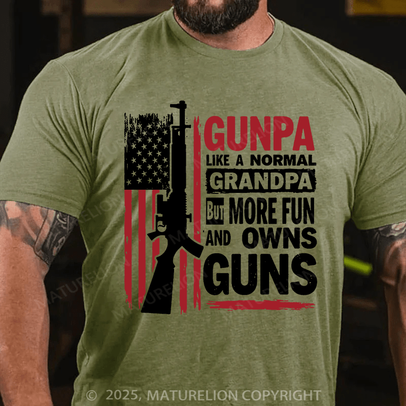 Maturelion Men's T-shirt Gunpa Like A Normal Grandpa But More Fun and Owns Gun Gildan 64000 Cotton T-shirt