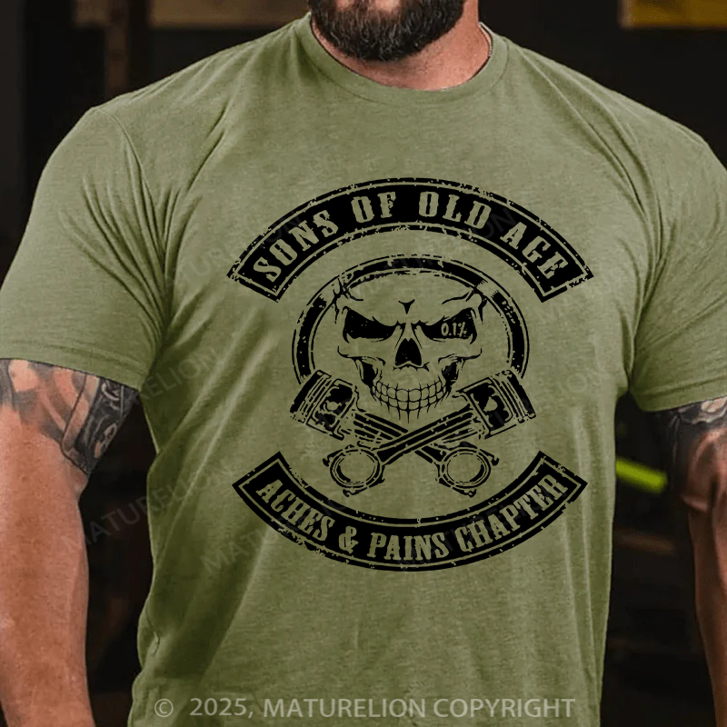 Maturelion Men's T-Shirt Sons Of Old Age Aches And Pain Chapter Cotton T-Shirt