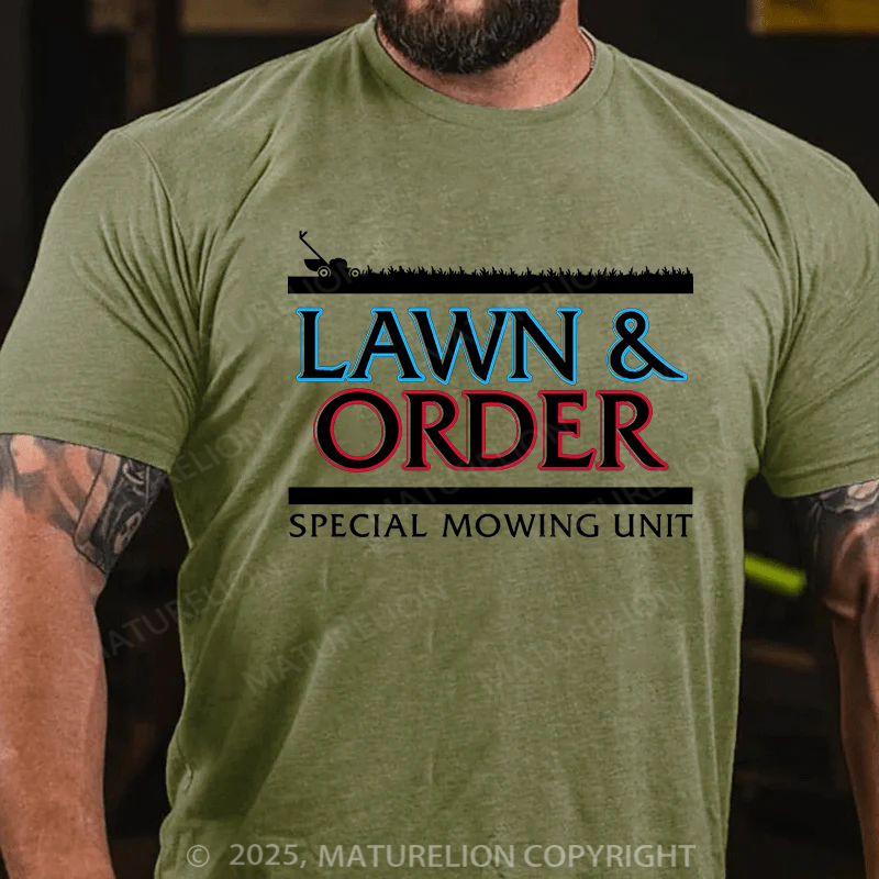 Maturelion Men's T-shirt Lawn & Order Cotton T-shirt