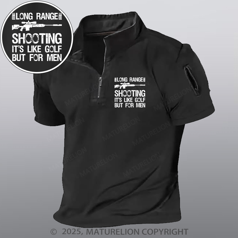 Maturelion Men's Henley Shirt Long Range Shooting It's Like Golf But For Men Henley Shirt
